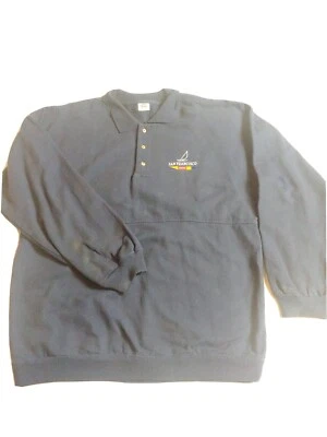 Camisa polo masculina Crazy Havaí tamanho grande azul manga longa São Francisco - Imagem 1 de 4