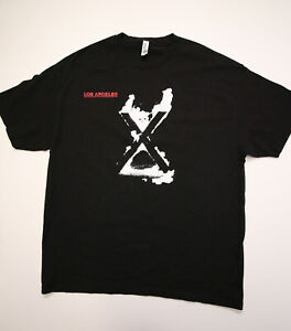 X Los Angeles Punk Band T-Shirt Mens XL Double Sided Lyrics Back Graphic