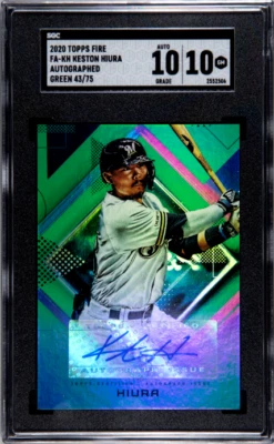2020 Topps Fire Keston Hiura Auto Green /75 SGC 10 - Image 1 of 2