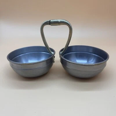 VTG POTTERY BARN Double Serving Dish Brass & Stainless Home Decor Nuts Candy - Image 1 of 4