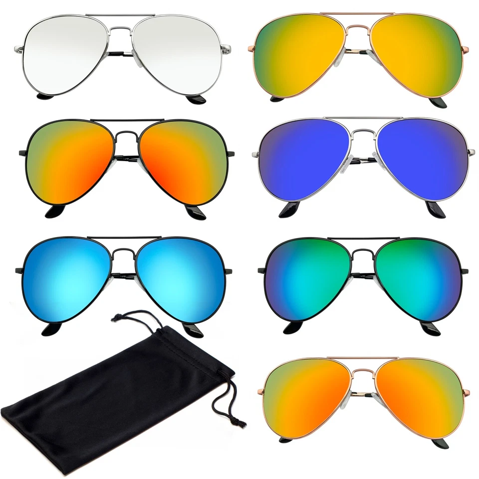 SUNGLASSES AVIATOR Mens Womens Mirrored Mirror Retro Sunglasses Replacement - Image 1 of 1