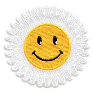 Smiling Summer Daisy Patch Happy Blossom Flower Embroidered Iron On - Picture 1 of 2