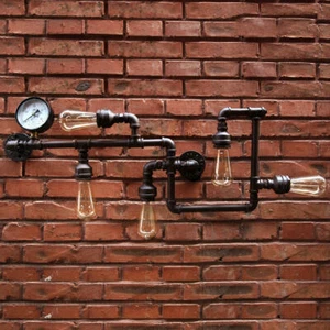 Industrial Steampunk Wall Lamp Retro Light Rustic Vintage Loft Pipe Wall Light - Picture 1 of 10