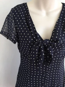 Vintage McGee Navy White Polka Dot Sailor Mini Dress Sz 8 90s Nautical Preppy - Picture 1 of 16