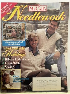 McCalls Needlework Oct 1995 Ribbon Embroidery Hanukkah Bellpull Pineapple Afghan - Picture 1 of 6
