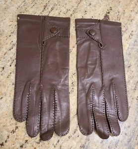 New! Vintage Men's Size M/L 8.5 Brown Leather Gloves Stitching Detail - Picture 1 of 15