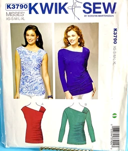 Patrón de costura Kwik 3790 Misses talla Camisetas asimétricas XS-XL - Imagen 1 de 5