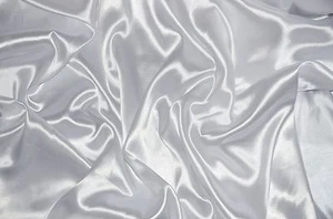 CHARMEUSE SATIN POLYESTER FABRIC 60 SEWING WHITE SOLID SILKY SHINNY 75 YARDS - Picture 1 of 1