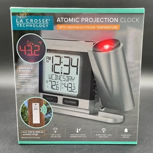 La Crosse Tech 616-12667-INT Atomic Projection Alarm Clock Indoor Outdoor Temp - Picture 1 of 14