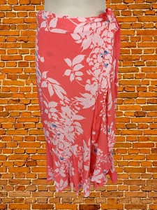 PER UNA M&S CORAL WRAP SKIRT SIZE UK 10 VISCOSE WOMENS FLORAL PRINT FLARED MAXI - Picture 1 of 6