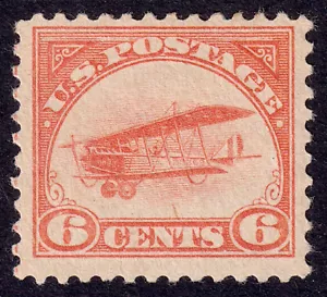US Scott C1, 1918 Curtiss Jenny, 6c orange, H MINT pale orange - Picture 1 of 1