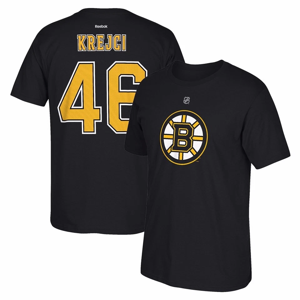 Reebok Men's Boston Bruins David Krejci Premier Player Name And Number T-Shirt SMALL