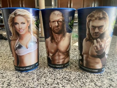 WWE Summer Slam 2009 7-11 Super Big Gulp Triple H - Kelly Kelly - Edge Cups Foto 1 de 4