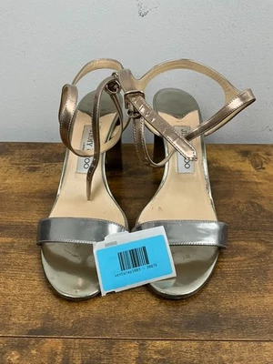 Женские босоножки Jimmy Choo на блочном каблуке металлик размер 39,5 США 9,5 роскошные дизайнерские - Изображение 1 из 4