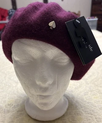 NWT KATE SPADE NEW YORK Women's WOOL Maroon Beret ONE SIZE - Image 1 of 4