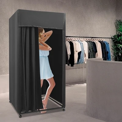便携式梳妆室可移动装配室服装店带轮子美国 — 第 1/4 张图片