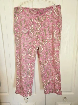 Pantalones Cortos Talbots Para Mujer Estampado Paisley 10P Rosa Verde Cremallera Lateral Informales Preppy Foto 1 de 4