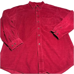 VINTAGE LL Bean Hemd Herren Medium Rot Cord Langarm Knopfleiste Outdoor - Bild 1 von 7