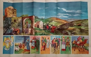 manifesto poster scolastico natale nascita gesù nazareth presepio vintage - Foto 1 di 4