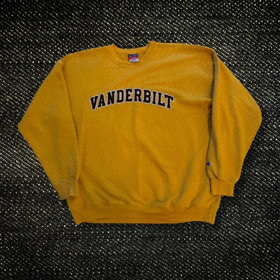 Champion Vanderbilt Hombres XL Dorado Cuello Redondo Sudadera Años 90 Hiedra Preppy Ver Fotos Foto 1 de 4