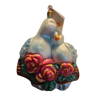 Christopher Radko 1996 LOVE DOVES Lovebirds adorno Navidad nuevo con etiquetas excelente  Foto 1 de 3