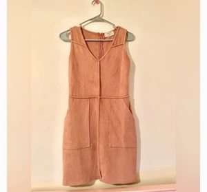 SIENNA SKY  Dress Women's Small Sleeveless Faux Suede Pink - Front Pockets - Picture 1 of 3