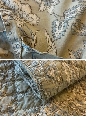 Fronhas de travesseiro POTTERY BARN floral neutro Margaret Euro mistura de linho bege verde 2 - Imagem 1 de 4