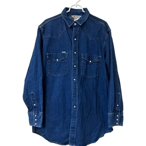 Carhartt Vintage Herren Gr. Large Denim Pearl Snap Langarm Arbeitshemd Cowboy Western - Bild 1 von 6