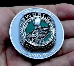 Philadelphia Eagles PPD Super Bowl 52 Champs Police Security Ring Challenge Coin - Picture 1 of 12