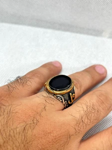Handgefertigter Onyx ovaler Stein Ring Silber 925 Sterling schwarz für Herren Größe 11 US - Bild 1 von 8