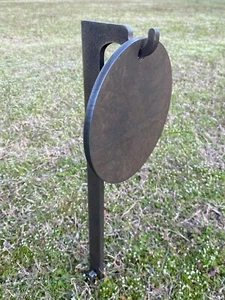 3/8" AR500 - 8" Round NRA Steel Shooting Target w/ 30" Ground Stake Hook Stand - Picture 1 of 7