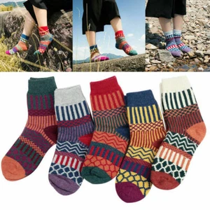 5 Pairs Winter Women Thick Warm Wool Cashmere Soft Solid Casual Sports Socks - Picture 1 of 9