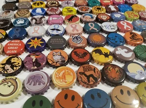 100 Beer Caps 350+ DESIGNS USED BUT NO DENTS OR DEFECTS  - Picture 1 of 10