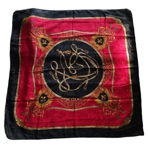 Sciarpa donna vintage oro rosso nero catena cintura stampa classica elegante - Foto 1 di 4