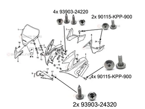Honda CBR125R 2004-2006 nariz cono carenado pernos goma pozo tuercas tornillos roscantes - Imagen 1 de 3
