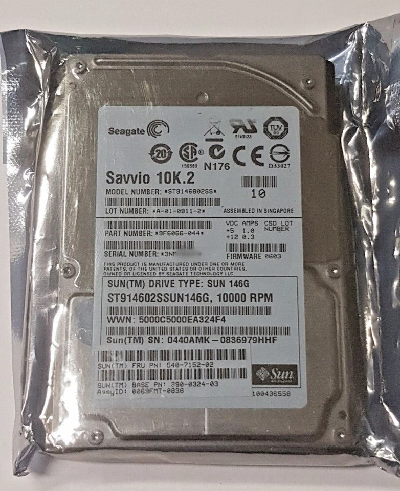 146 GB SAS Seagate Savvio 10K.2 ST9146802SS 16MB HDD 2.5 " Internal Hard Disk - Image 1 of 1