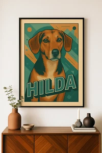 Custom Dog Wall Art Personalised Pet Portrait A4 or A5 print in Bold Pastel - Picture 1 of 6