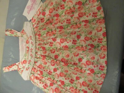 P56 Girls Size 3/6 Month Bonnie Baby Colorful Floral Hand Smocked Outfit Dress - Image 1 of 4