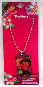 Dora The Explorer Jumping for Joy 2"H Dog Tag Pendent 18" Ball Chain Necklace-NW - Picture 1 of 3