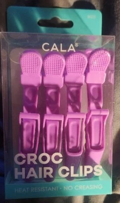 Pinzas para el pelo Cala rosa/lavanda cocodrilo 4 unidades, nuevas resistentes al calor, sin arrugas  Foto 1 de 4