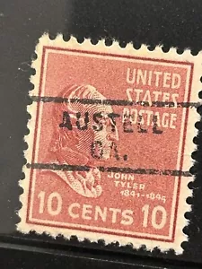 Estampilla de diez centavos JOHN TYLER PREXY TIPO 743 precancelada de AUSTELL, GEORGIA - Imagen 1 de 1