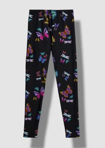 $56 Terez Kid's Girl's Black Neon Butterflies Leggings Pants Size 14 - Picture 1 of 3