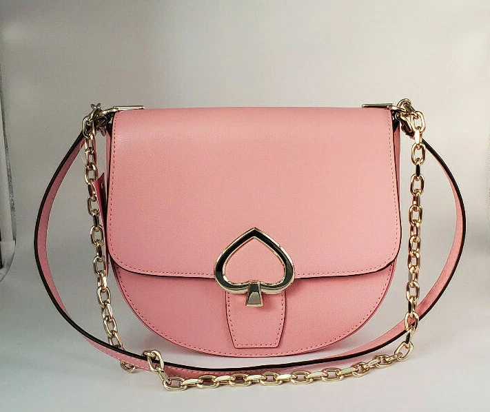 Kate Spade Robyn Leather Carnation Medium Chain Crossbody Saddle Bag Handbag