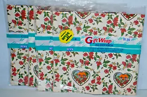 Papel de envolver vintage Gibson Cleo Cottage Flowers Vines nuevo 4 paquetes - Imagen 1 de 8