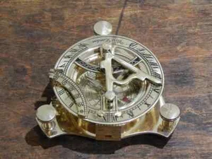 Brass Pocket Sundial Compass – Nautical Antique Replica, Maritime Vintage Décor - Picture 1 of 3