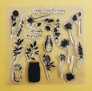 Juego de estampillas y troqueles de florero sin marca flores verde felicitaciones - Imagen 1 de 2