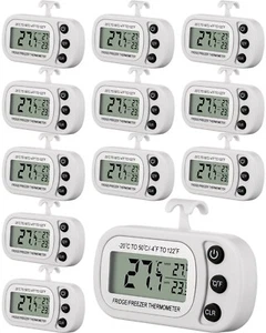 12 Pack Digital Fridge Thermometer Waterproof Min/Max Record Function LCD Screen - Picture 1 of 12