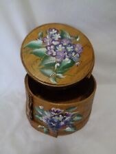 Vintage Hand Painted Violets Seymour Woodenware Co. Pantry Box 7 7/8 inches wide