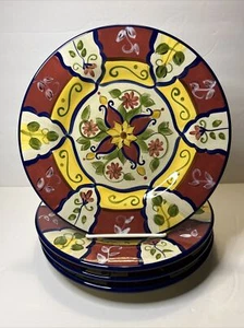 (4) Pier 1 Vallarta 9” Salad / Dessert Plates Hand Painted Earthenware Excellent - Picture 1 of 11