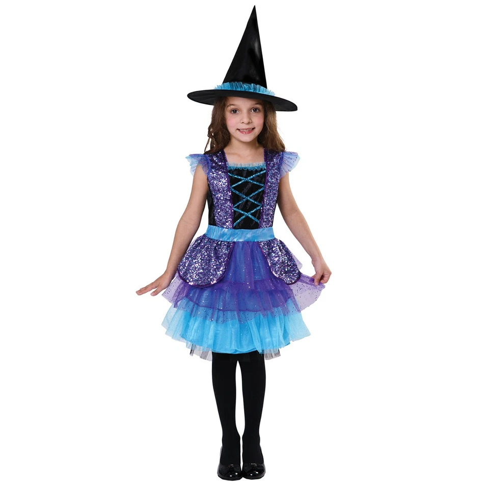 Disfraz de bruja de lentejuelas para niña Halloween - 8-10 mediano #A252 Foto 1 de 4